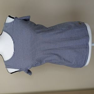 Michael Michael Kors Striped Open Shoulder Top Shirt M Navy Blue White